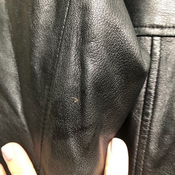 Wilsons Leather Jacket Blazer Style Button Front Collared Long Line Black XL - Picture 12 of 12